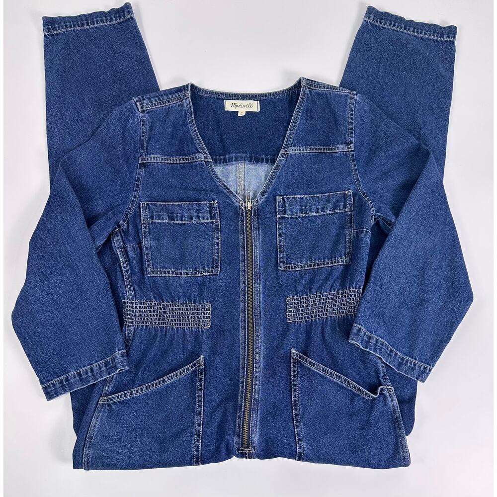Madewell Denim Jumpsuit Small Blue Zip Front One Piece Coveralls NWOT - Picture 6 of 13
